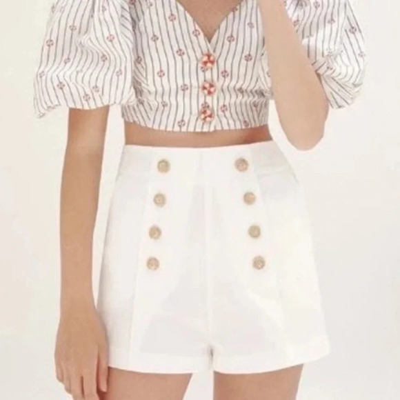 NWT My Beachy Side x Emily In Paris Marin Shorts High Waisted Nautical Size M - Picture 1 of 6